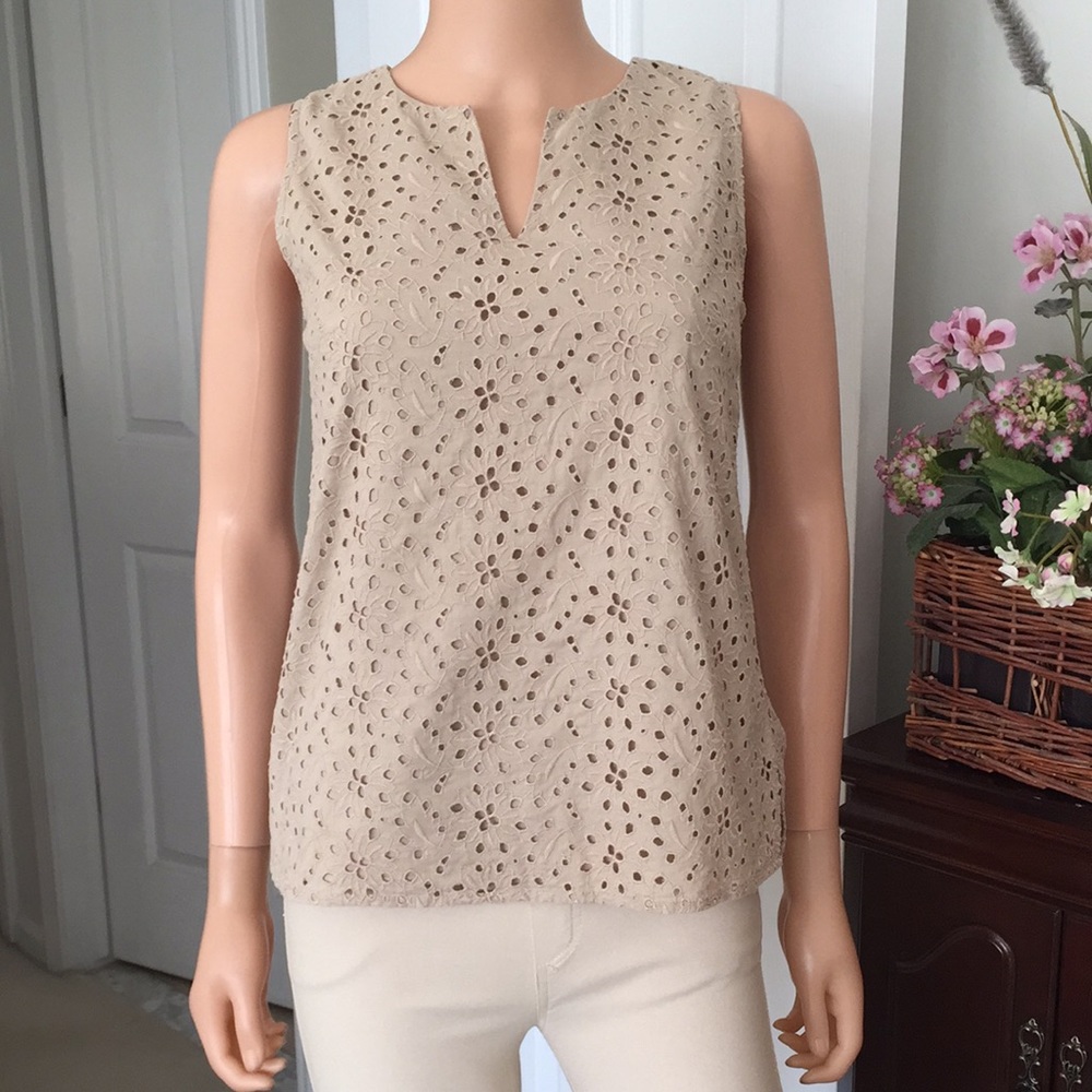 Talbots 100% Cotton Eyelet Sleeveless Skirt Set Size 4 - Picture 2 of 15